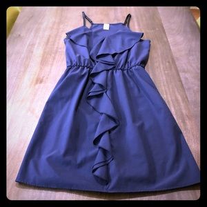 NWOT navy ruffle front party dress